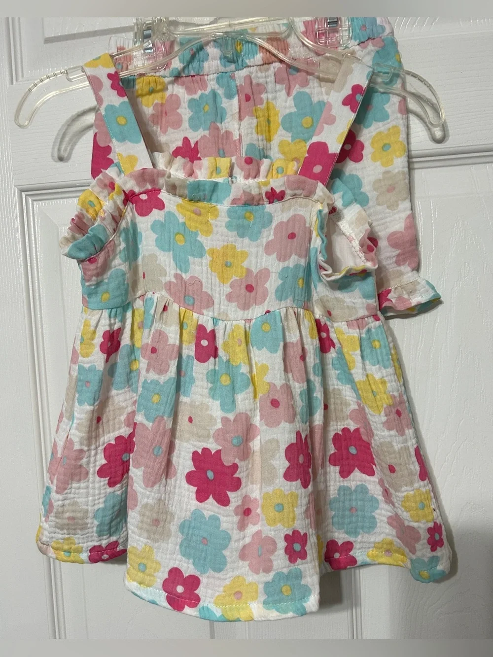 Rabbit + Bear Organics Cotton Short Set Floral Ruffle Gauzy Girls Size 8